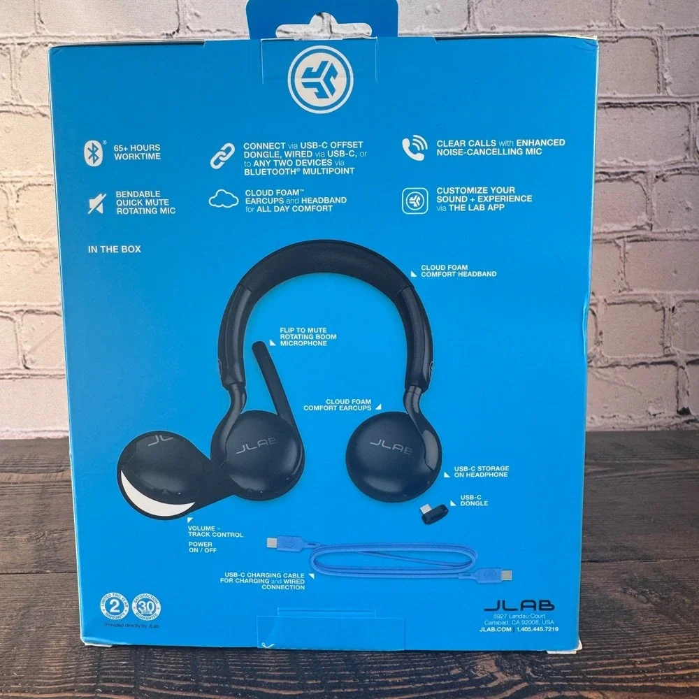 JLab GO Work 3 Wireless Headset Unisex One Size Black New Noise Cancelling Mic